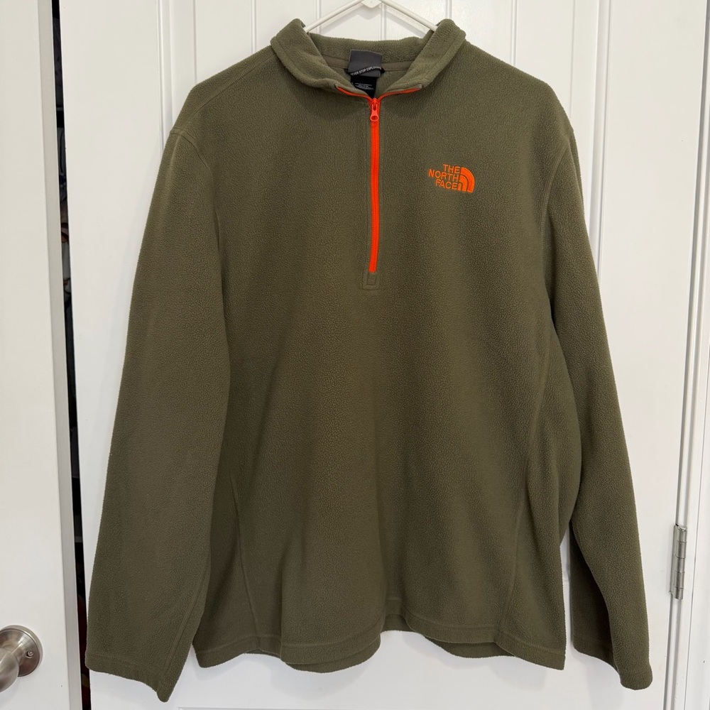 The North Face 1/4 Zip Fleece Pullover Men’s XL Green Orange Jacket Sweater